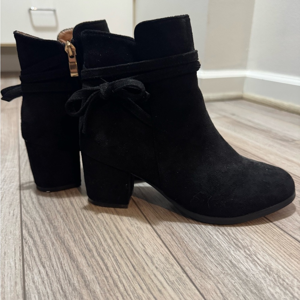 Suede Ankle Booties | Block Heel | Side Zip | Size 37